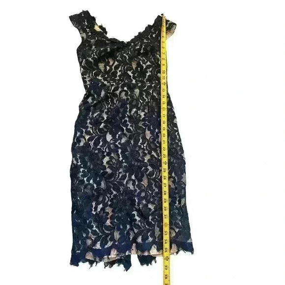Eliza J Navy Blue Lined Lace Overlay Navy Cocktail Dress Women’s Sz 0 P - Picture 6 of 8